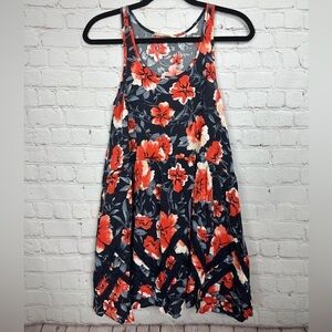 ELODIE Nordstrom navy floral print lace ruffle‎ accent sleeveless dress, sz XS